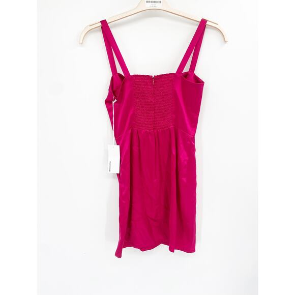 Reformation Fonda Rhubarb Pink Sleeveless Silk Mini Dress Size 0 NWT - Picture 5 of 7